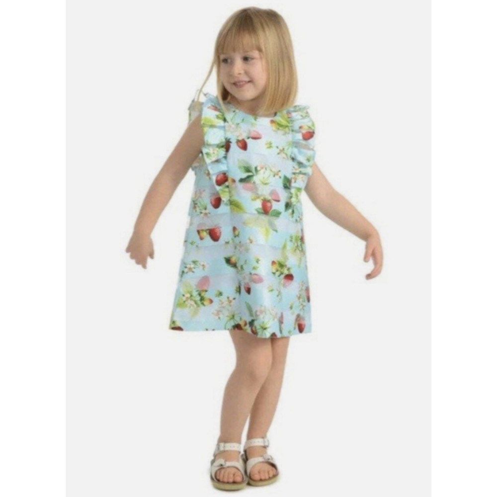 PASTOURELLE BY PIPPA & JULIE 4 Strawberry Flutter Sleeve Shift Dress Ruffle B3